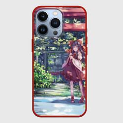 Чехол для iPhone 13 Pro Touhou Project Рейму возле тории, цвет: 3D-красный