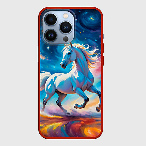 Чехол iPhone 13 Pro Космический скакун / 3D-Красный – фото 1