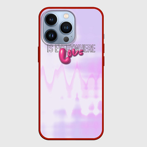 Чехол iPhone 13 Pro Love is everywhere on gradient / 3D-Красный – фото 1