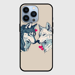 Чехол для iPhone 13 Pro Волк и волчица 14 февраля, цвет: 3D-черный