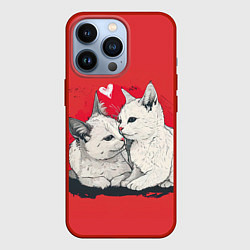 Чехол iPhone 13 Pro Влюбленные белые кошечки