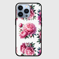 Чехол для iPhone 13 Pro Розовые цветы пиона, цвет: 3D-черный