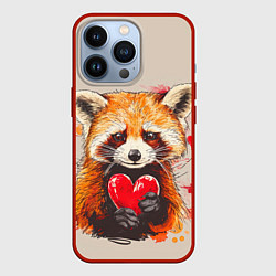 Чехол для iPhone 13 Pro Влюбленный енот 14 февраля, цвет: 3D-красный