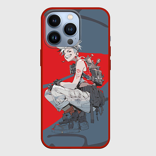 Чехол iPhone 13 Pro Боевая девушка на приседе / 3D-Красный – фото 1