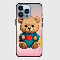 Чехол для iPhone 13 Pro Плюшевый мишка с сердечком, цвет: 3D-черный