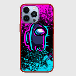 Чехол для iPhone 13 Pro Амонг ас - брызги неона, цвет: 3D-красный