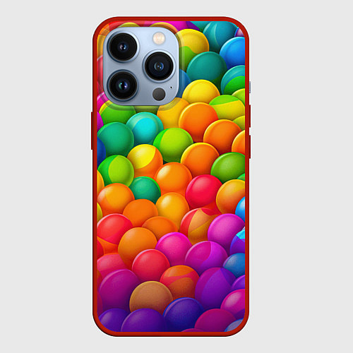 Чехол iPhone 13 Pro Радужные пупырки / 3D-Красный – фото 1