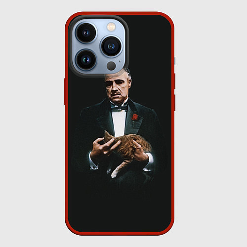 Чехол iPhone 13 Pro Крестный отец и кот / 3D-Красный – фото 1