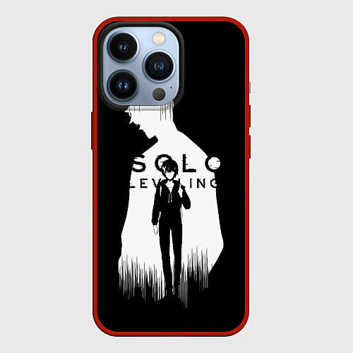 Чехол iPhone 13 Pro Solo Leveling Sung Jin Woo LevelUp / 3D-Красный – фото 1