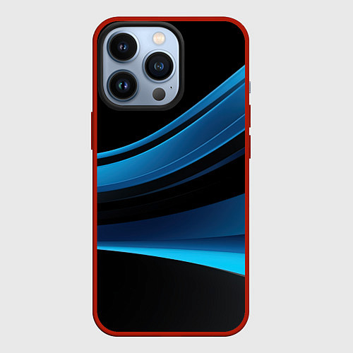 Чехол iPhone 13 Pro Черная и синяя геометрическая абстракция / 3D-Красный – фото 1