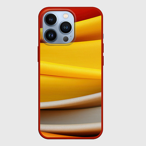 Чехол iPhone 13 Pro Желтая абстракция с оранжевой волной / 3D-Красный – фото 1