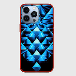Чехол для iPhone 13 Pro Синие абстрактные ромбики, цвет: 3D-красный