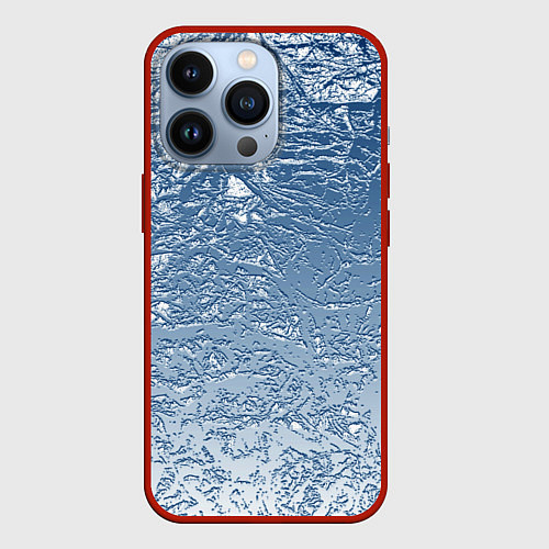 Чехол iPhone 13 Pro Текстурный белый рельеф на фоне / 3D-Красный – фото 1
