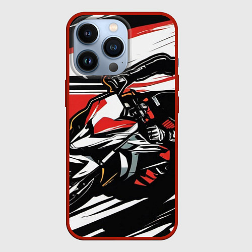 Чехол iPhone 13 Pro Мото-кросс / 3D-Красный – фото 1