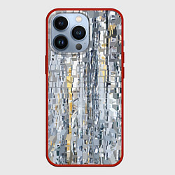 Чехол для iPhone 13 Pro Серебряные блоки, цвет: 3D-красный