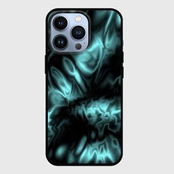 Чехол для iPhone 13 Pro Абстракция шёлк чёрно-голубой, цвет: 3D-черный