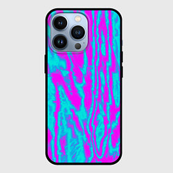 Чехол для iPhone 13 Pro Абстрактные полосы неоновый, цвет: 3D-черный