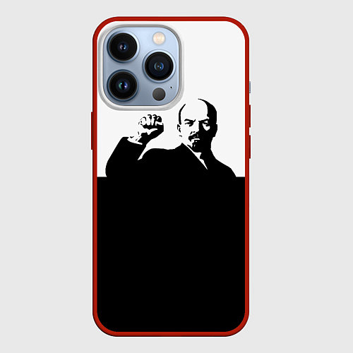 Чехол iPhone 13 Pro Силуэт Владимира Ильича Ленина / 3D-Красный – фото 1
