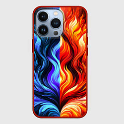 Чехол для iPhone 13 Pro Два огня, цвет: 3D-красный