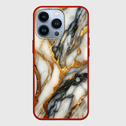 Чехол для iPhone 13 Pro Мрамор - текстура, цвет: 3D-красный