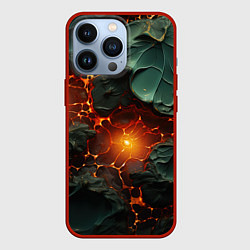 Чехол для iPhone 13 Pro Объемная текстура и лава, цвет: 3D-красный