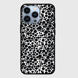 Чехол iPhone 13 Pro Чёрный горох на белом фоне