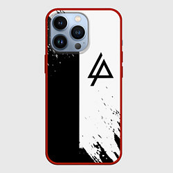 Чехол для iPhone 13 Pro Linkin park краски чёрнобелый, цвет: 3D-красный