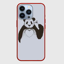 Чехол для iPhone 13 Pro Panda love art, цвет: 3D-красный