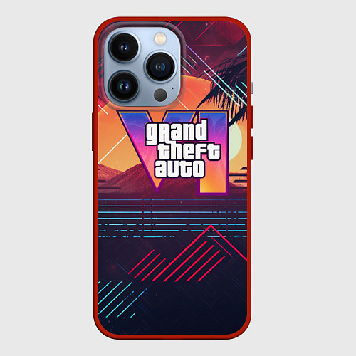 Чехол iPhone 13 Pro GTA 6 logo абстрактный фон / 3D-Красный – фото 1