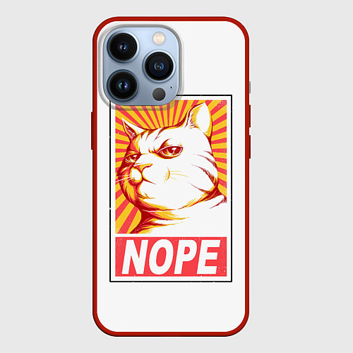 Чехол iPhone 13 Pro Nope - cat / 3D-Красный – фото 1