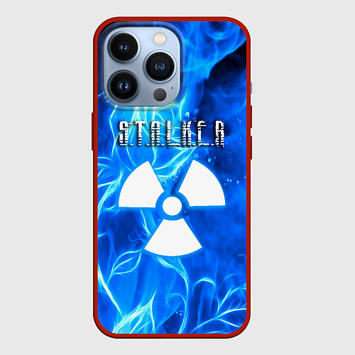 Чехол iPhone 13 Pro Stalker голубой огонь припяти / 3D-Красный – фото 1