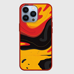 Чехол для iPhone 13 Pro Красные желтые оранжевые пятна краски, цвет: 3D-красный