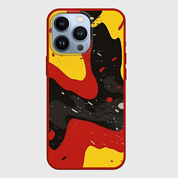 Чехол для iPhone 13 Pro Красные желтые оранжевые пятна краски абстракция, цвет: 3D-красный