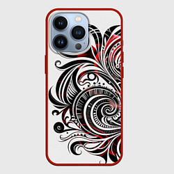 Чехол для iPhone 13 Pro Трайбл узоры цветы, цвет: 3D-красный