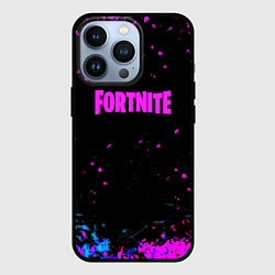 Чехол для iPhone 13 Pro Fortnite неоновые брызги красок, цвет: 3D-черный