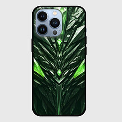 Чехол для iPhone 13 Pro Зелёные кристаллы и камень, цвет: 3D-черный