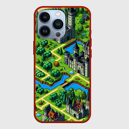 Чехол iPhone 13 Pro Heroes of Might and Magic - pixel map / 3D-Красный – фото 1