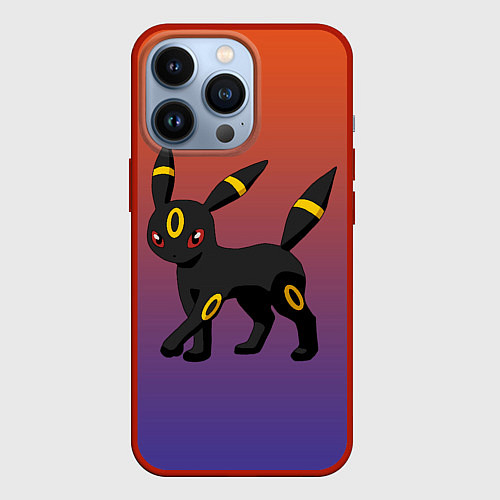 Чехол iPhone 13 Pro Умбреон покемон-кот / 3D-Красный – фото 1