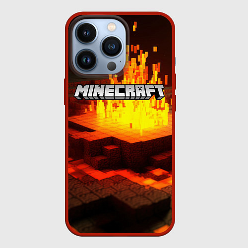 Чехол iPhone 13 Pro Огненный minecraft / 3D-Красный – фото 1