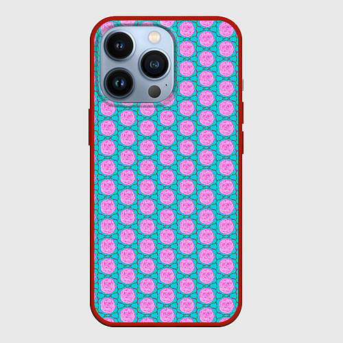 Чехол iPhone 13 Pro Паттерн розы с ленточкой / 3D-Красный – фото 1