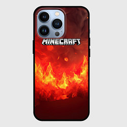 Чехол для iPhone 13 Pro Minecraft logo fire, цвет: 3D-черный
