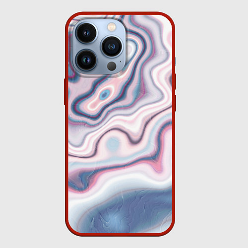 Чехол iPhone 13 Pro Мраморные разводы / 3D-Красный – фото 1
