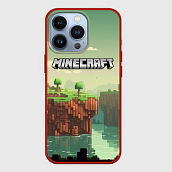 Чехол для iPhone 13 Pro Minecraft logo квадратный мир, цвет: 3D-красный