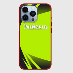 Чехол для iPhone 13 Pro Palworld лого на зеленом ярком фоне, цвет: 3D-красный