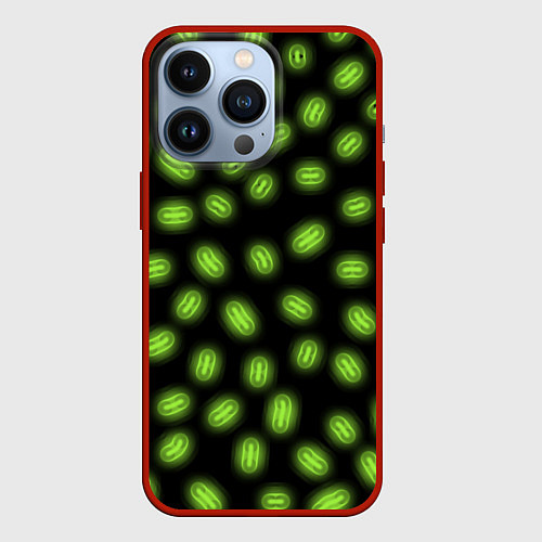 Чехол iPhone 13 Pro Неоновая имитация бактерий / 3D-Красный – фото 1