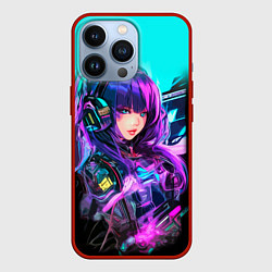 Чехол для iPhone 13 Pro Киберпанк Аниме девушка, цвет: 3D-красный