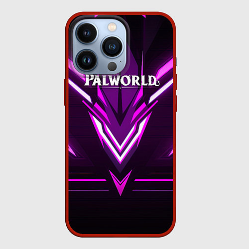 Чехол iPhone 13 Pro Palworld logo фиолетовая абстракция / 3D-Красный – фото 1
