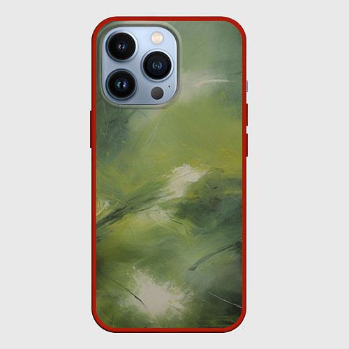 Чехол iPhone 13 Pro Зеленая палитра / 3D-Красный – фото 1