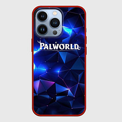 Чехол для iPhone 13 Pro Palworld логотип и синие блики, цвет: 3D-красный