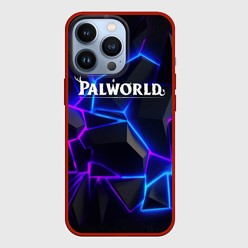 Чехол iPhone 13 Pro Palworld логотип на ярких неоновых плитах / 3D-Красный – фото 1